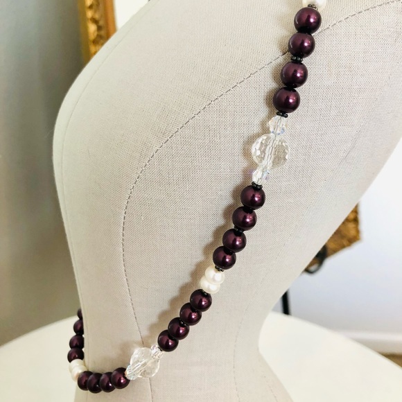 Vintage Deco Crystal Glass Pearl Necklace - Picture 4 of 15